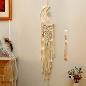 Cream Macrame Moon Wall Hanging Dream Catcher